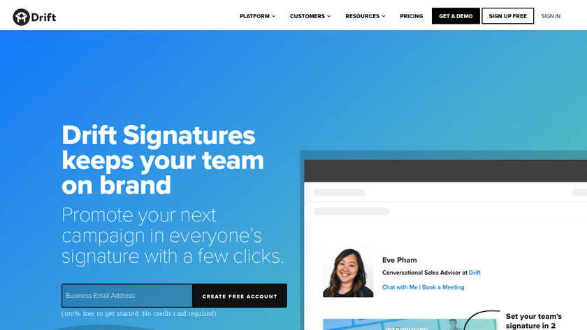 Drift Email Signatures Landing Page