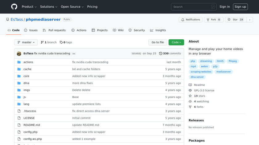 PHPMediaServer Landing Page