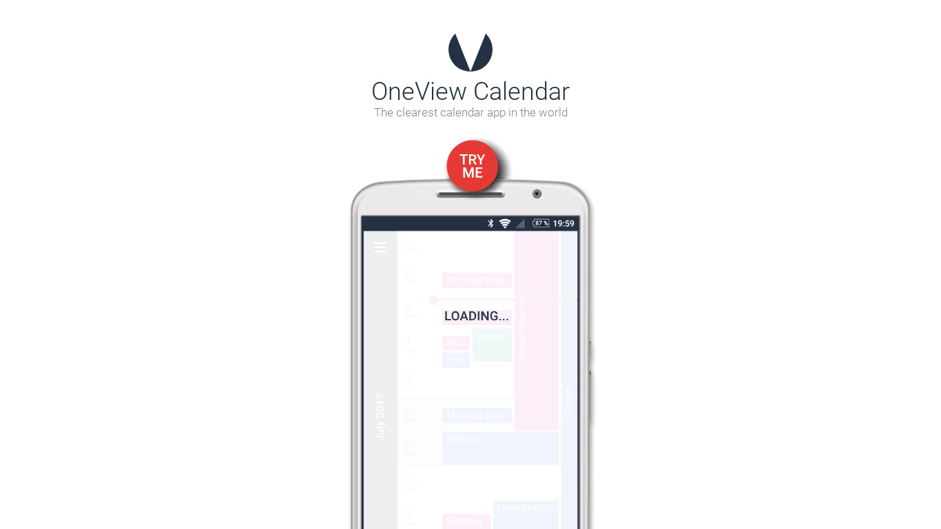 OneView Calendar Landing page