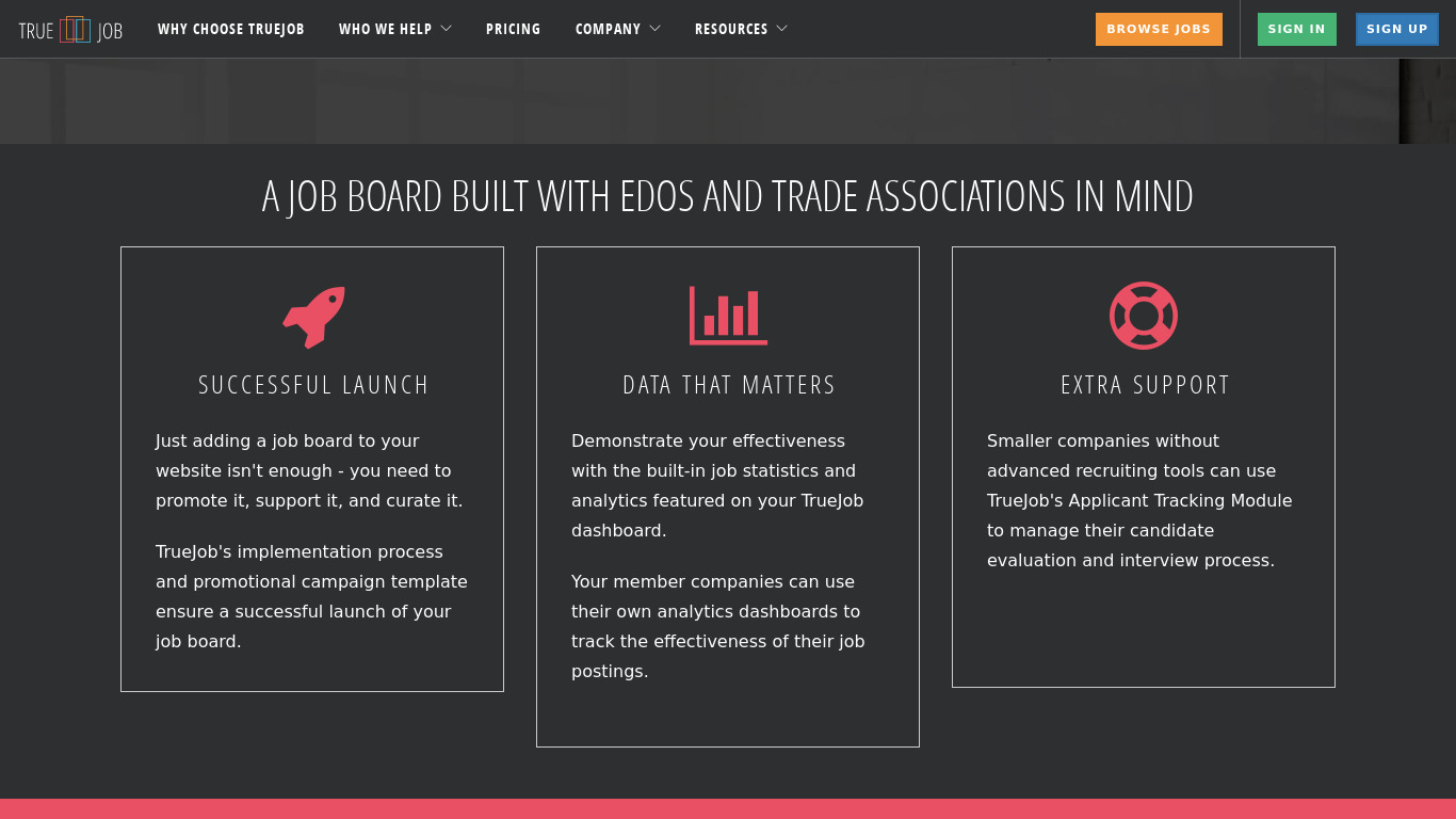TrueJob Landing page