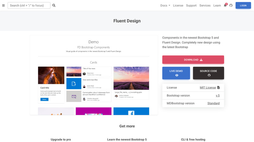 Fluent Design for Bootstrap Landing Page