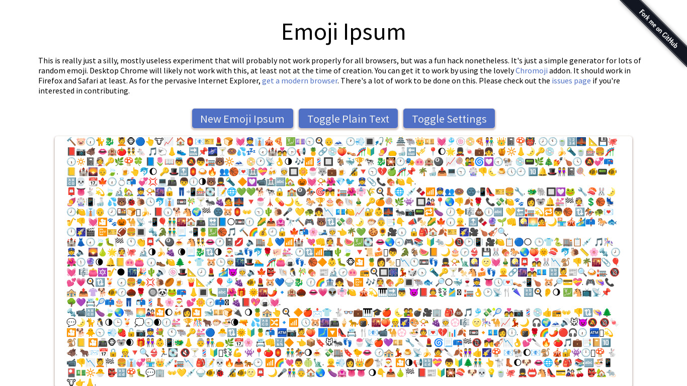 Emoji Ipsum Landing page