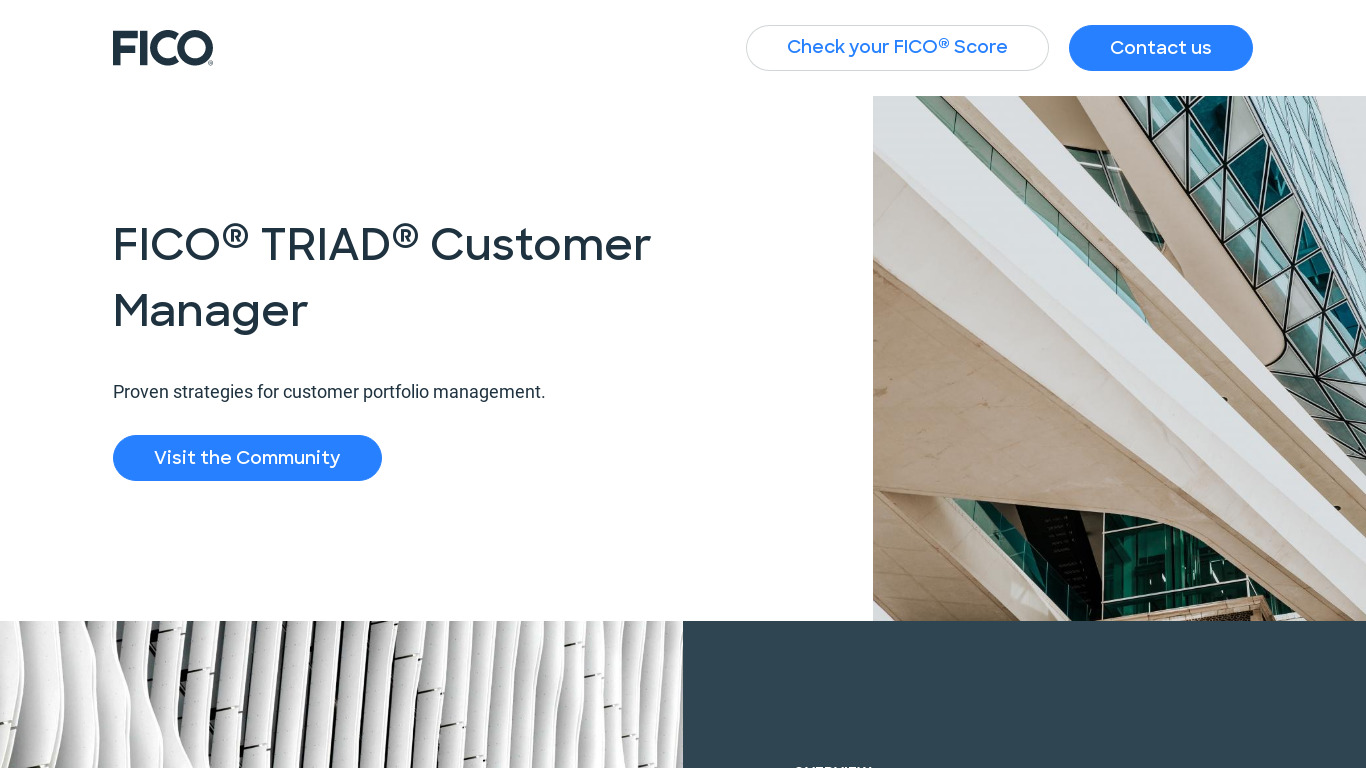 FICO TRIAD Customer Manager Landing page