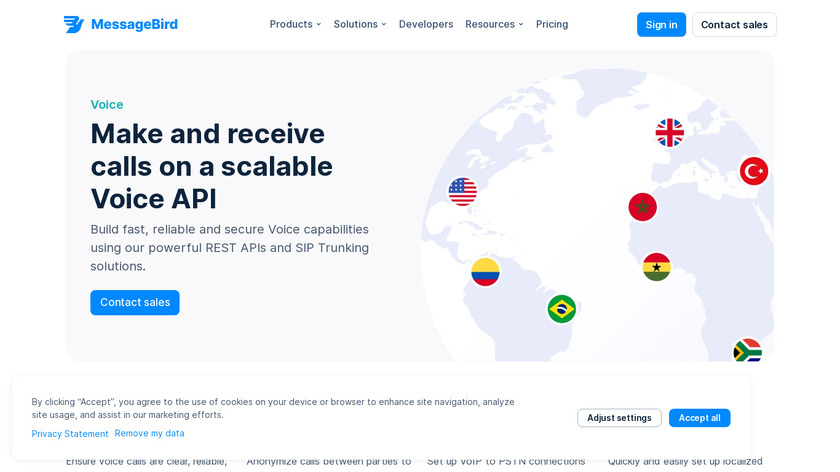 MessageBird Voice API Landing Page