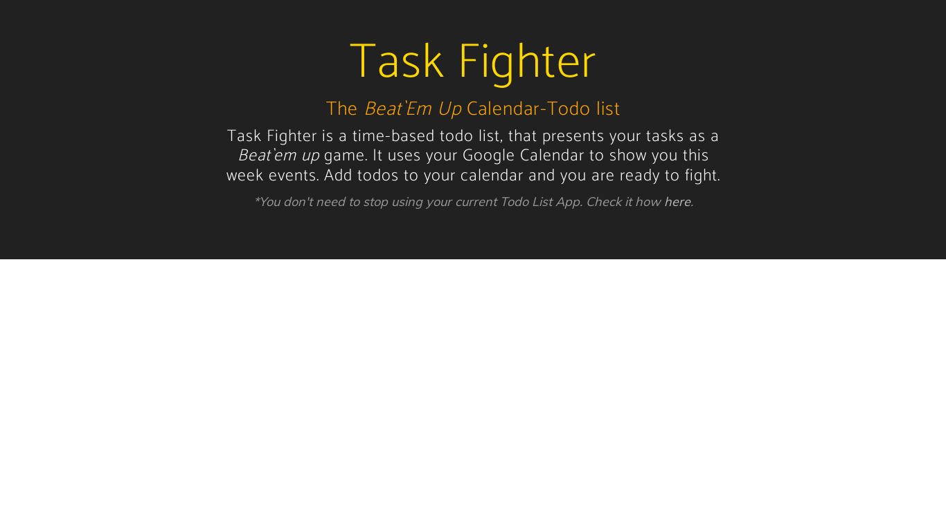 Task Fighter Landing page