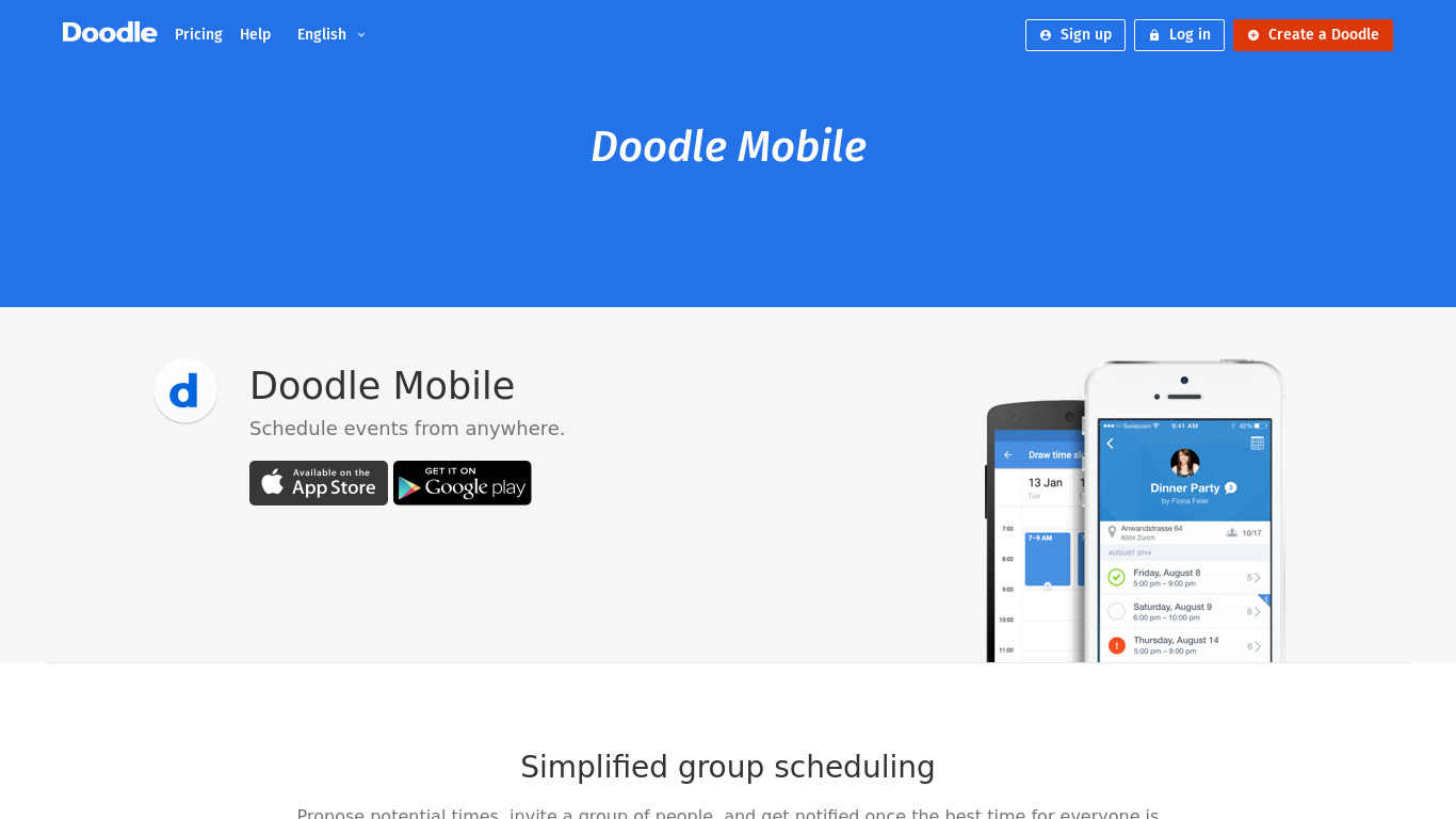 Doodle mobile Landing page