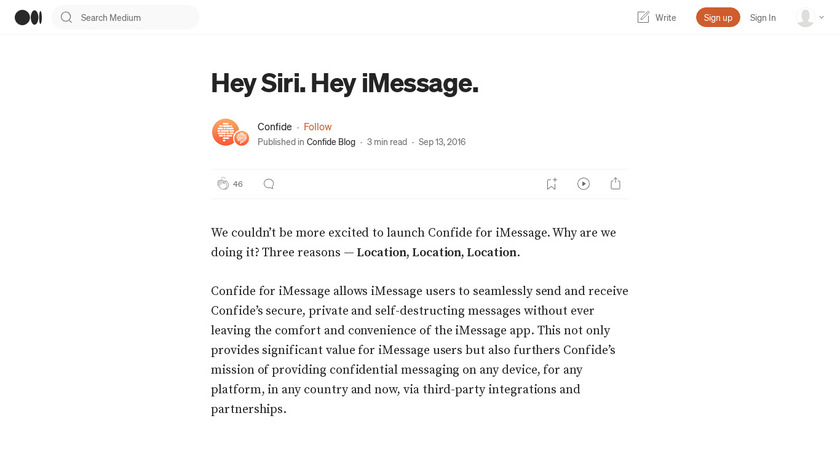 Confide for iMessage Landing Page