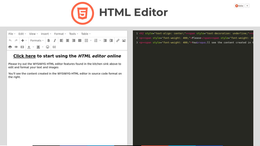 HTML Editor Landing Page