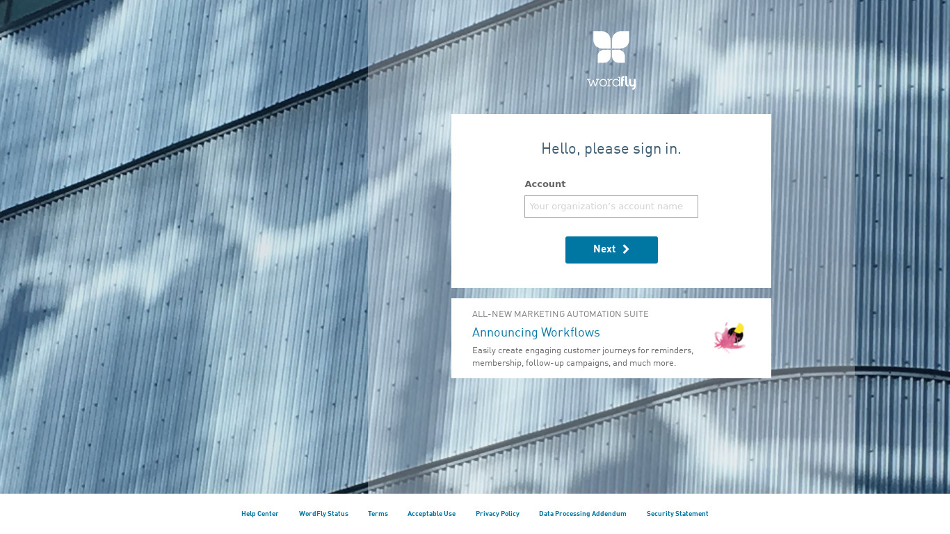 WordFly Landing page