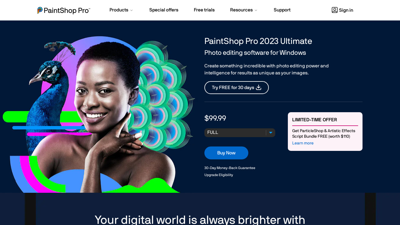 Paintshop Pro Landing page