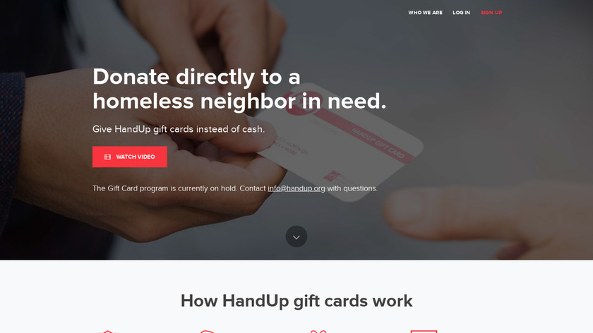 HandUp Gift Cards Landing Page