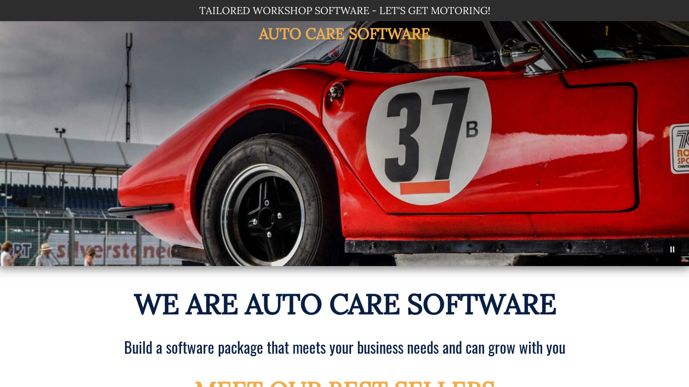 Auto Care Software Landing page