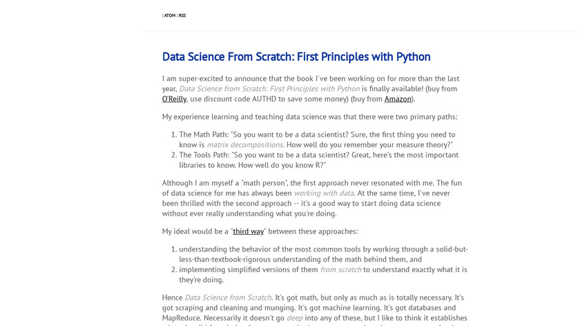 Data Science from Scratch Landing Page