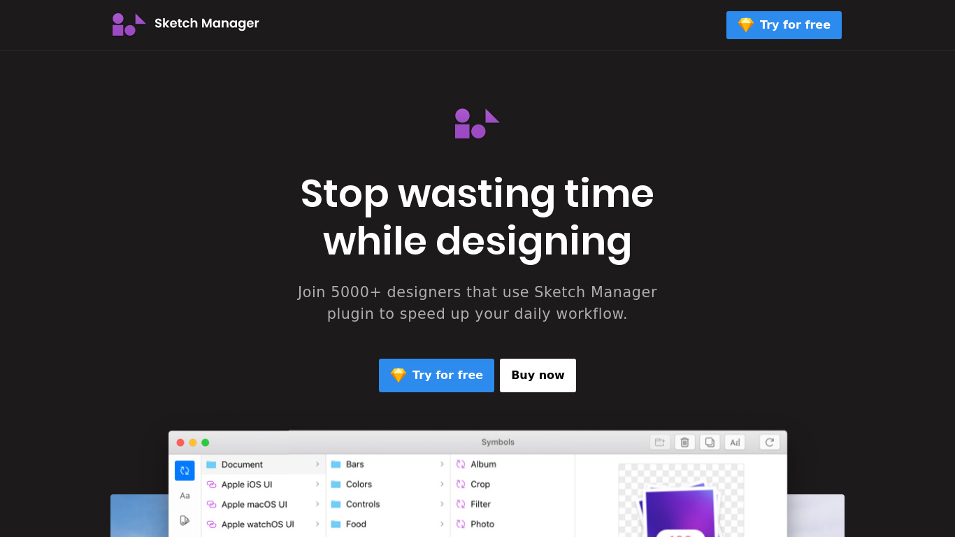 Sketch Manager Landing page