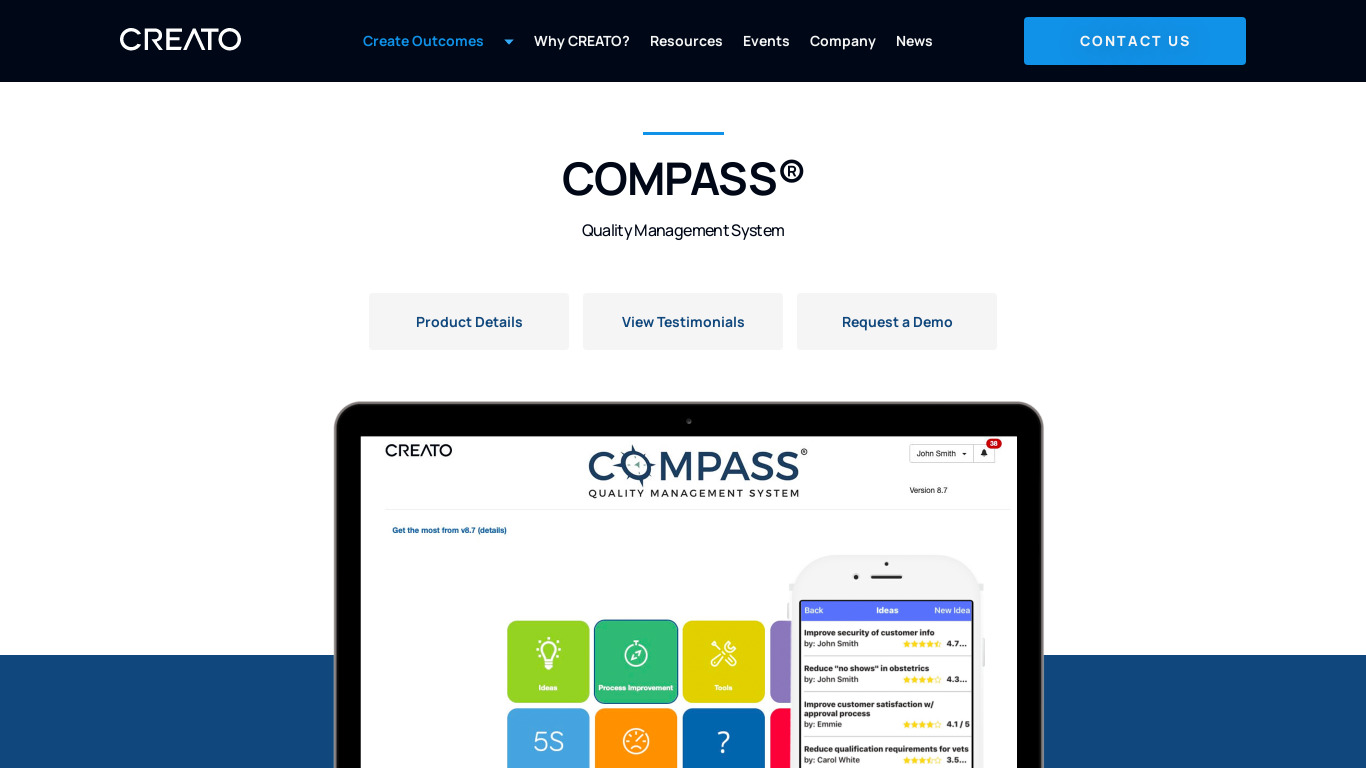 COMPASS Quality Management System Landing page