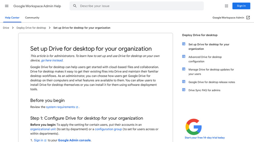 Drive File Stream by Google Landing Page