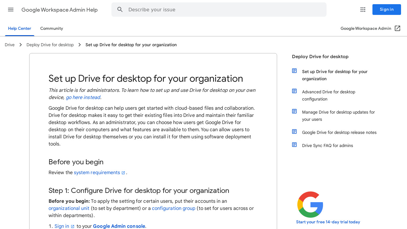 Drive File Stream by Google Landing page