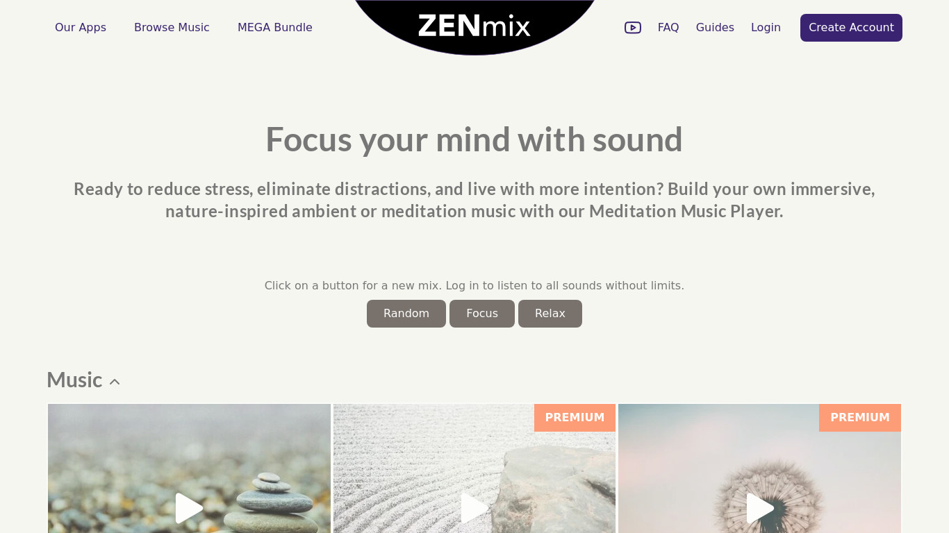 zenmix.io Landing page