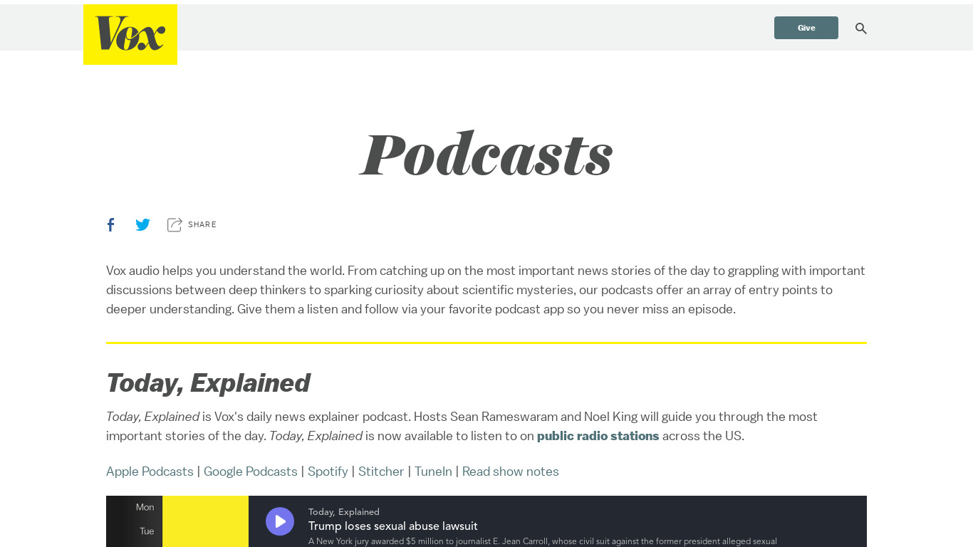 Re/code Decode podcast Landing page