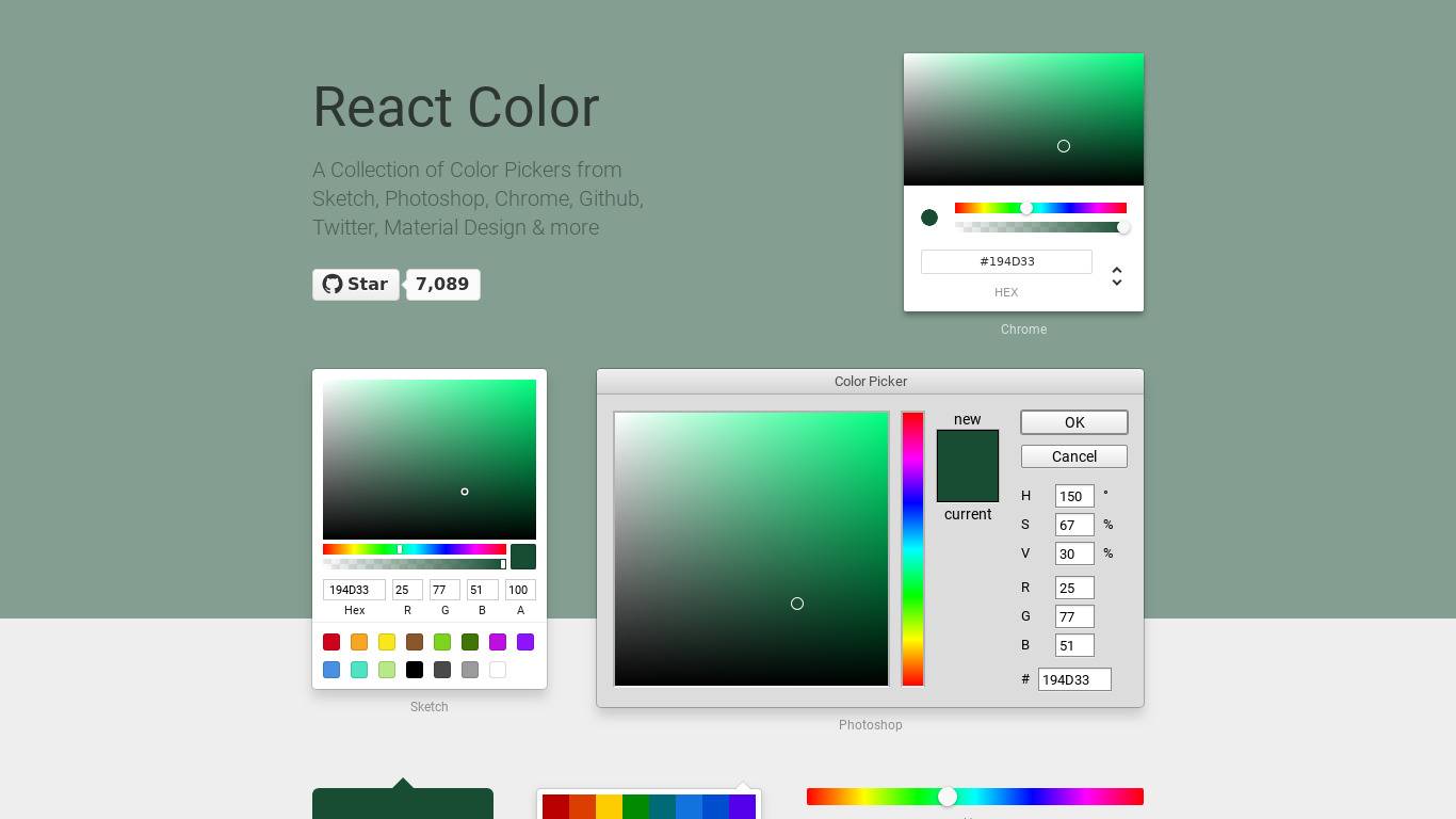React Color Landing page