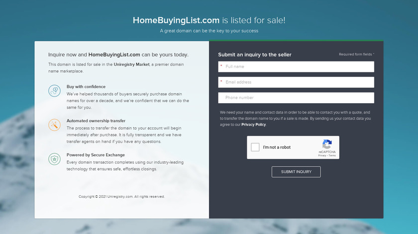 Home Buying List Landing Page