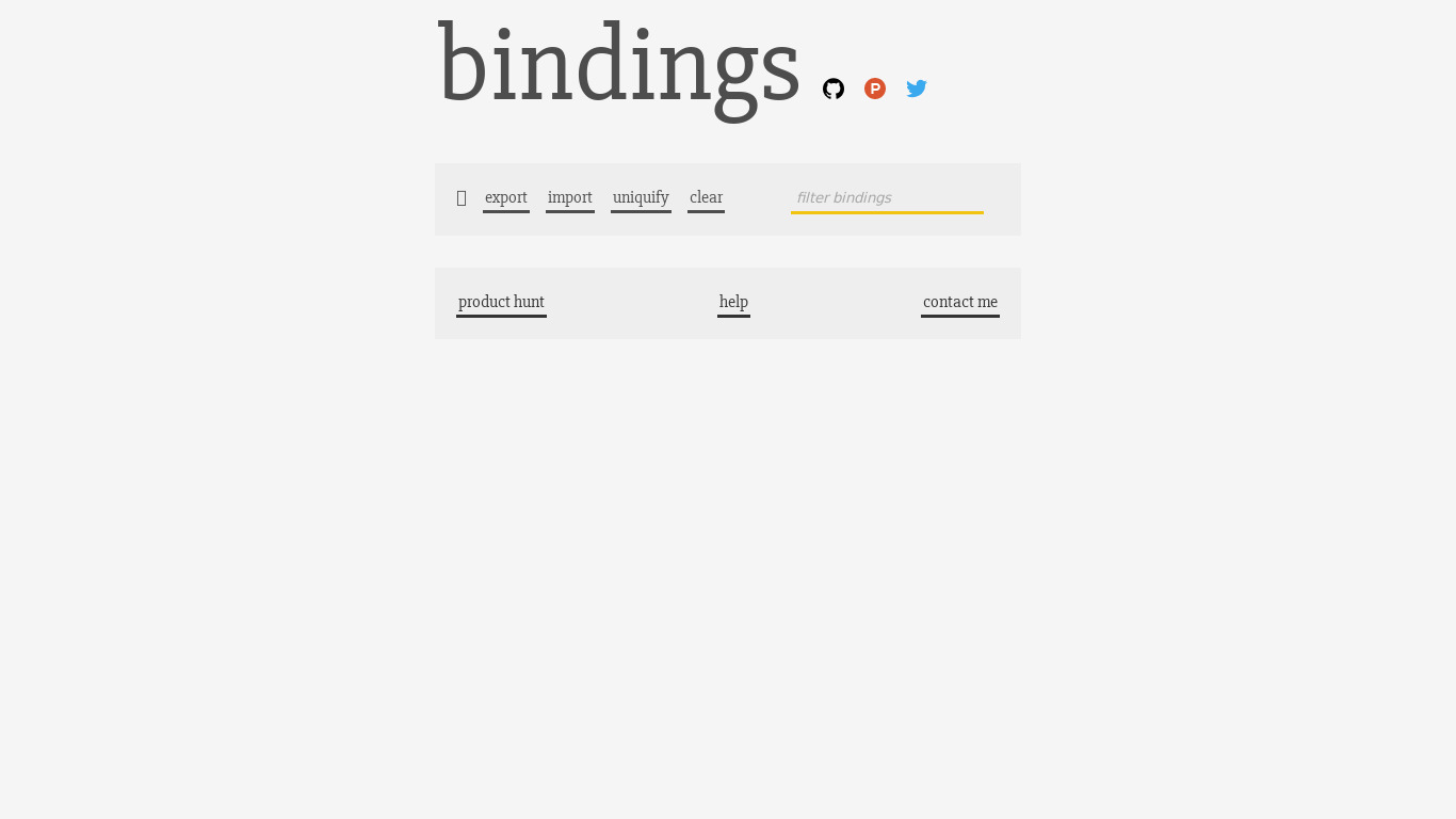 bindings. Landing page