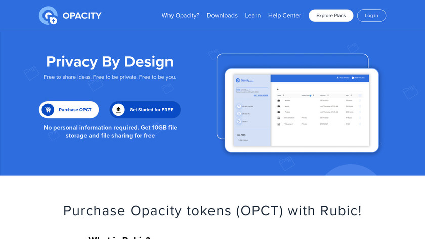 Opacity Storage Landing Page