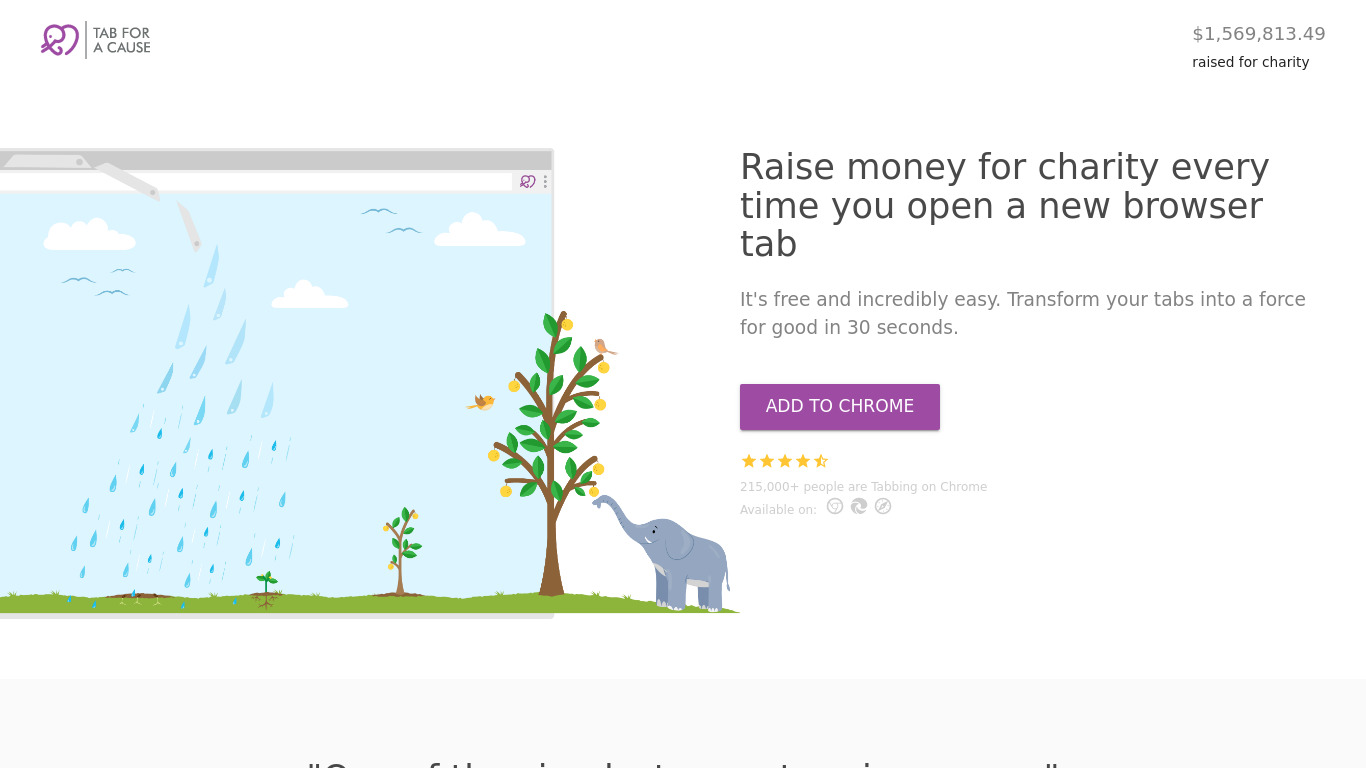 Tab for a Cause Landing page