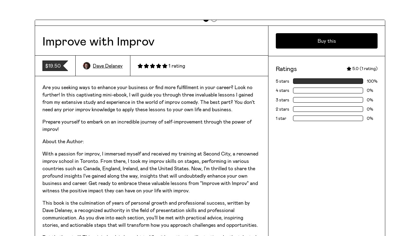 Improve With Improv Landing page