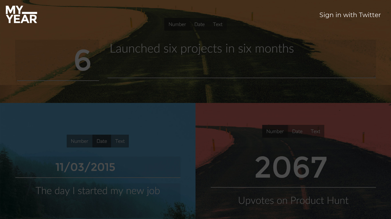 My Year Landing page
