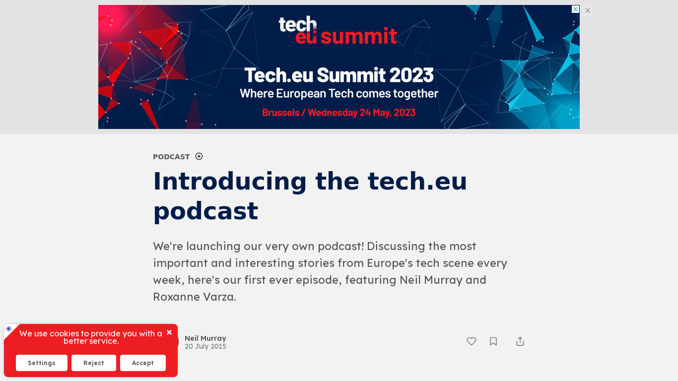 Tech.eu Podcast Landing page