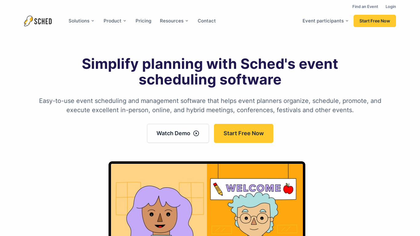 sched Landing page