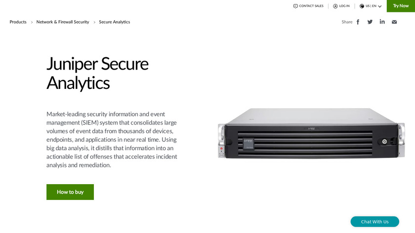 Juniper Secure Analytics Landing Page