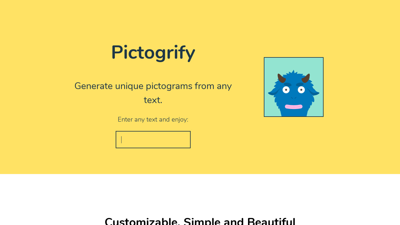 Pictogrify Landing page