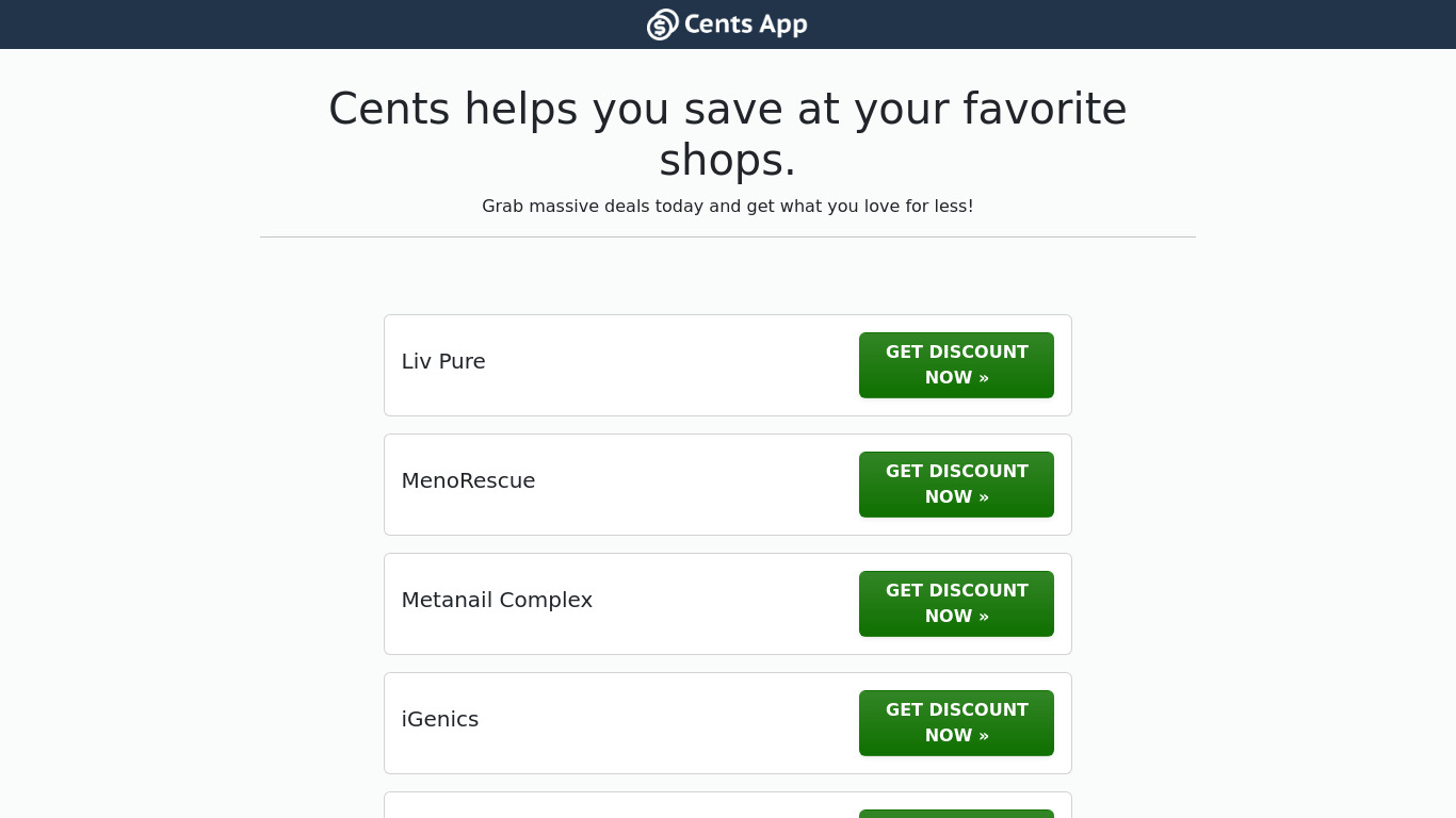 Cents Landing page