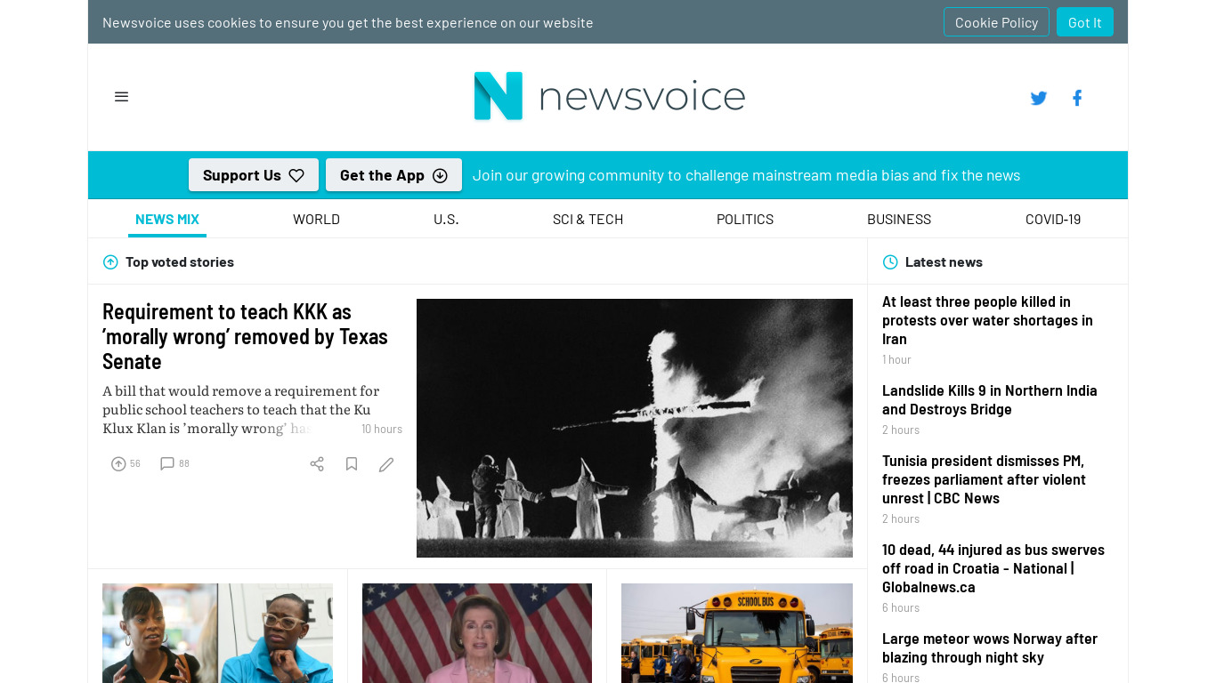 Newsvoice Landing page