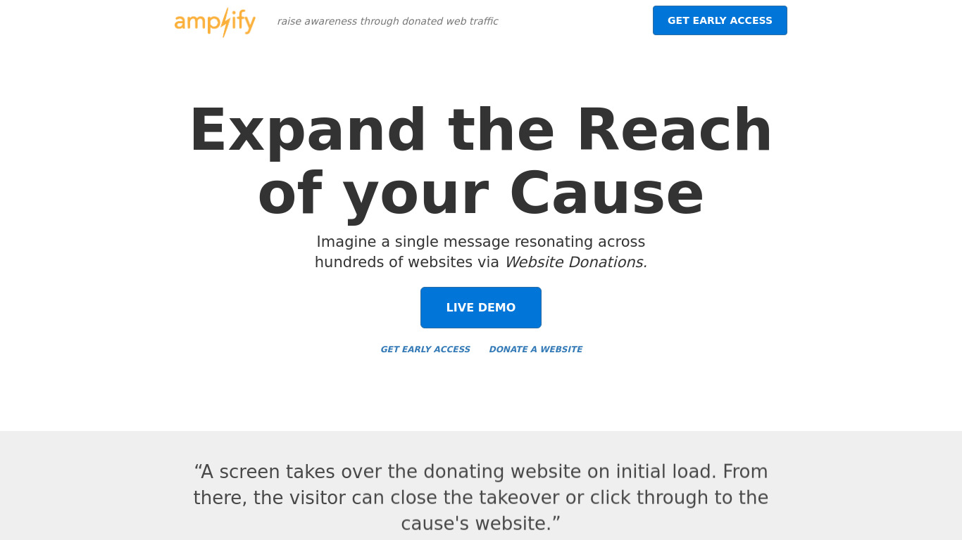 Donate Your Website Landing page