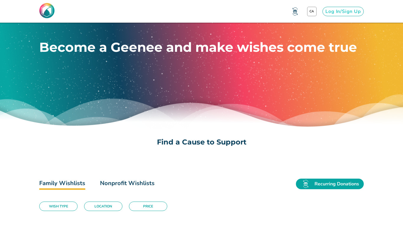 Geenees Landing page