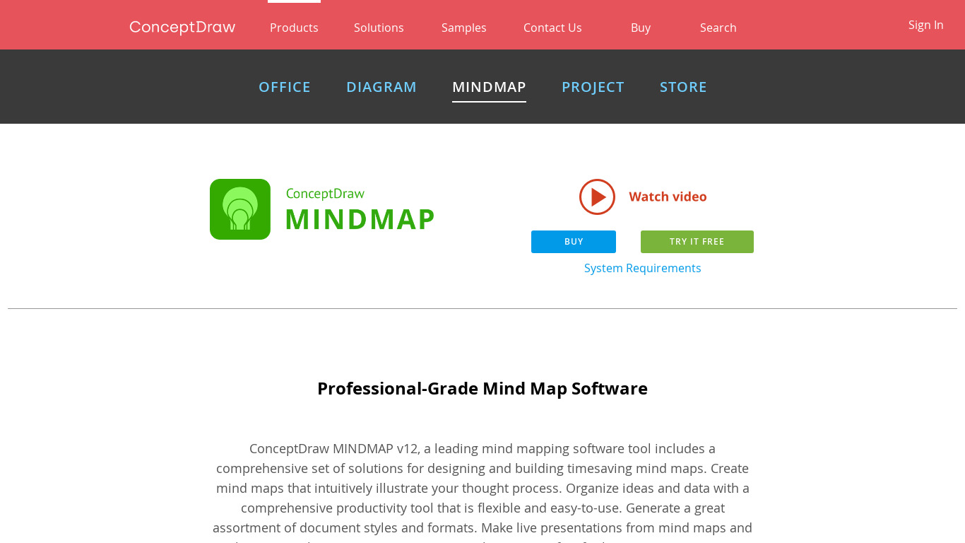 ConceptDraw MINDMAP v10 Landing page