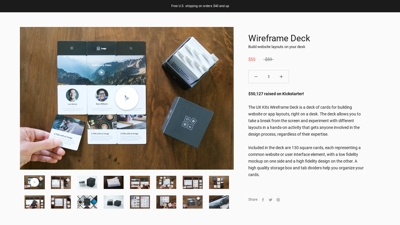 Wireframe Deck of Cards Landing page