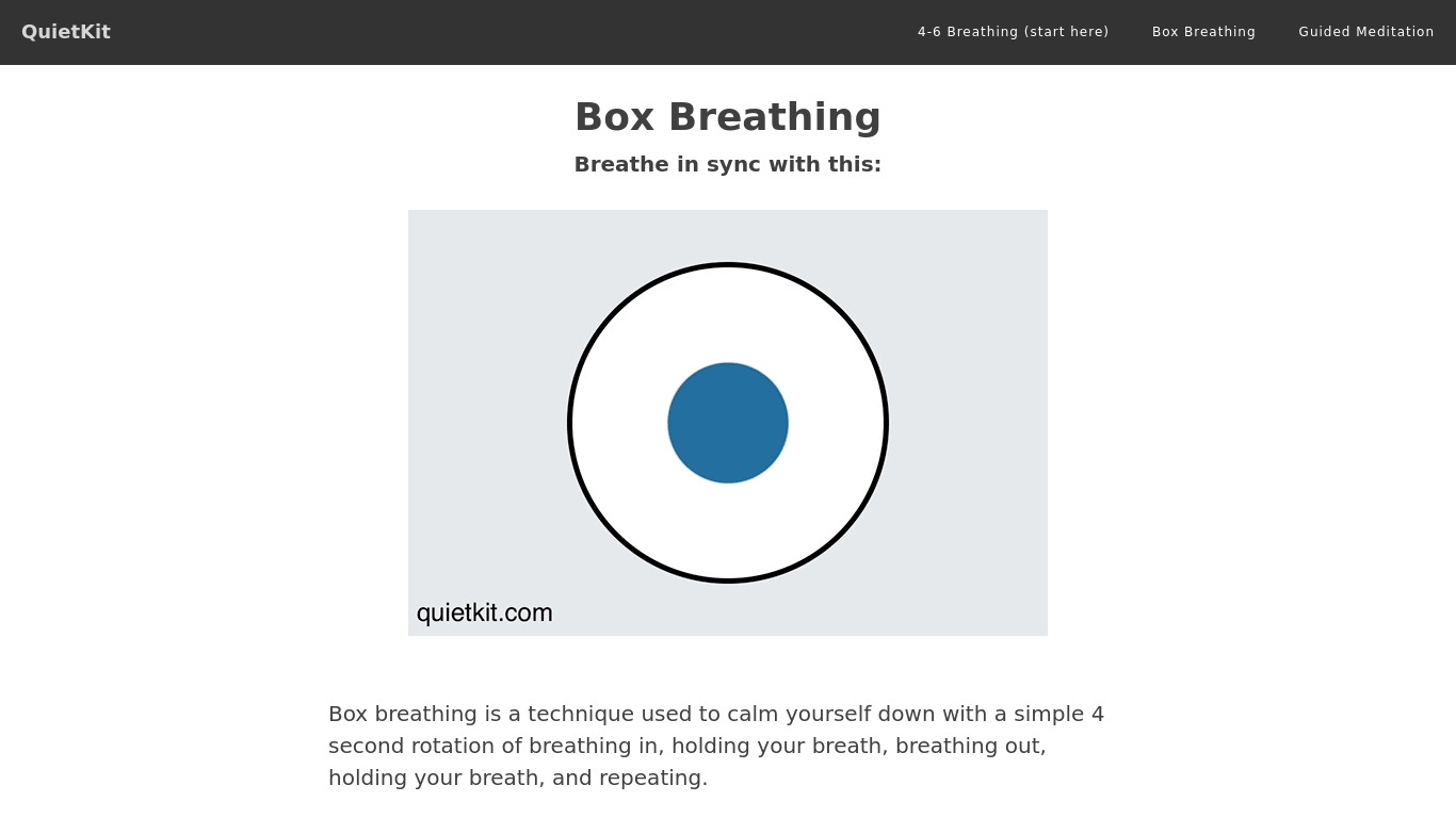 Box Breathing Landing page