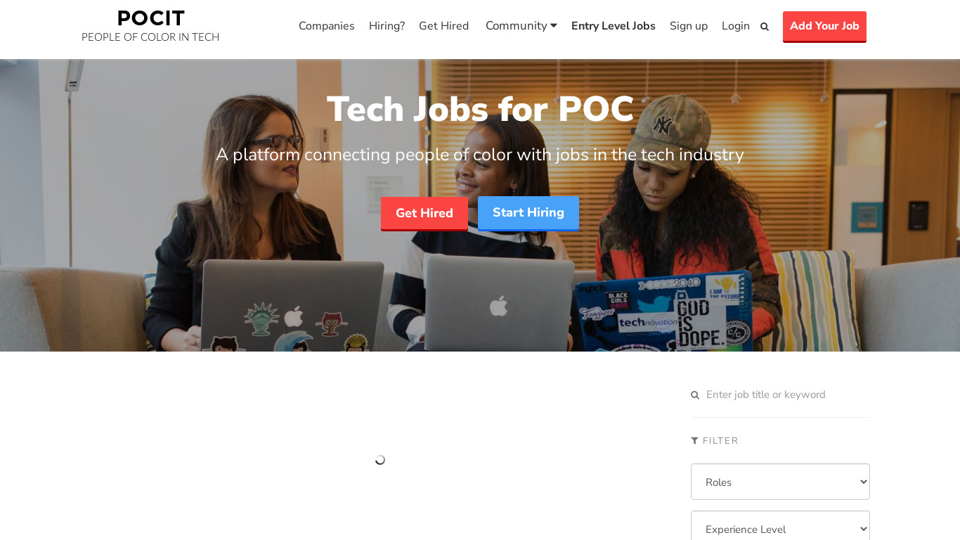 POCIT Jobs Landing page