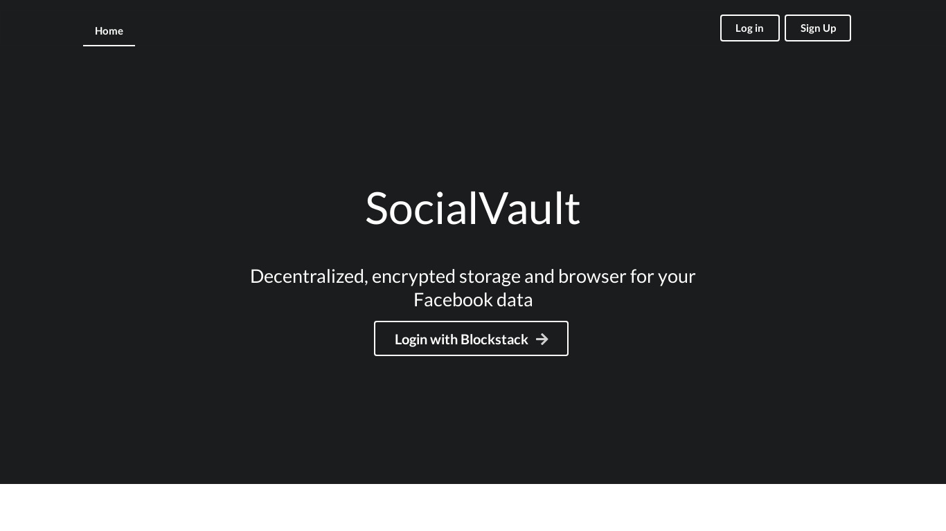SocialVault Landing page