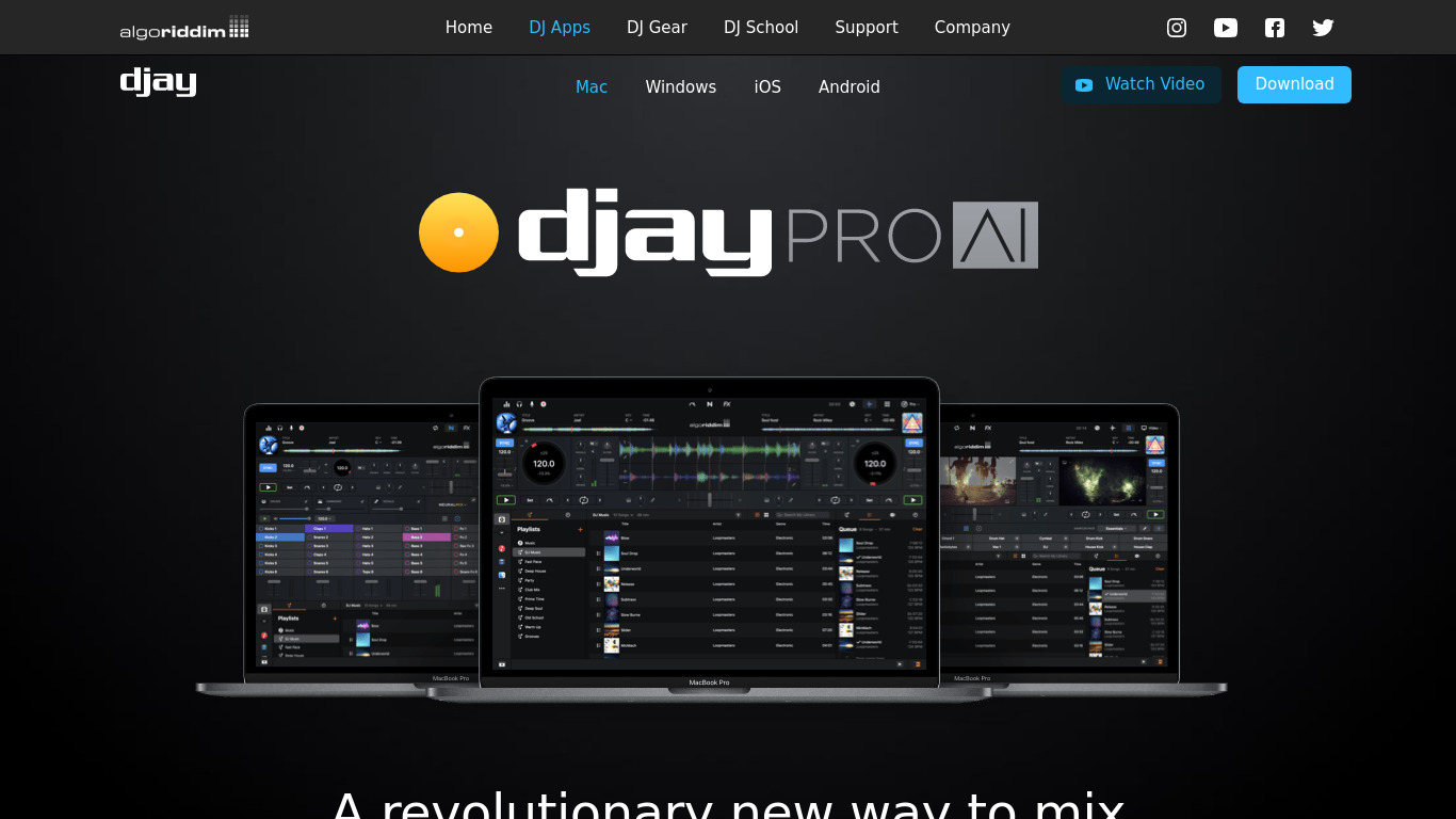 djay Pro (for Mac) Landing page
