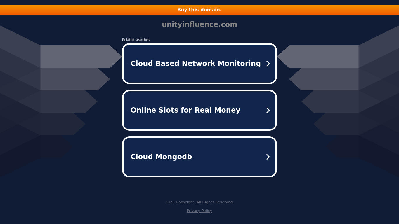 Unity Influence Landing page