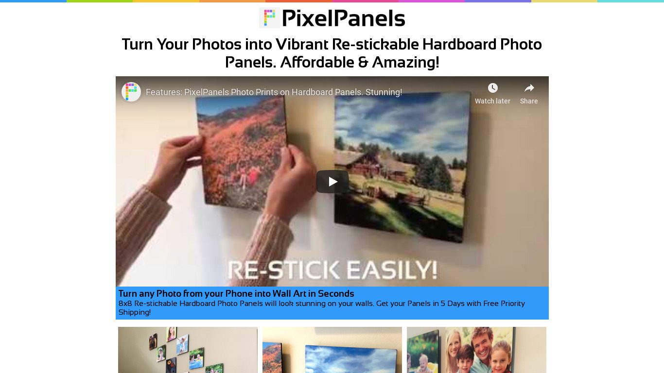 PixelPanels Landing page