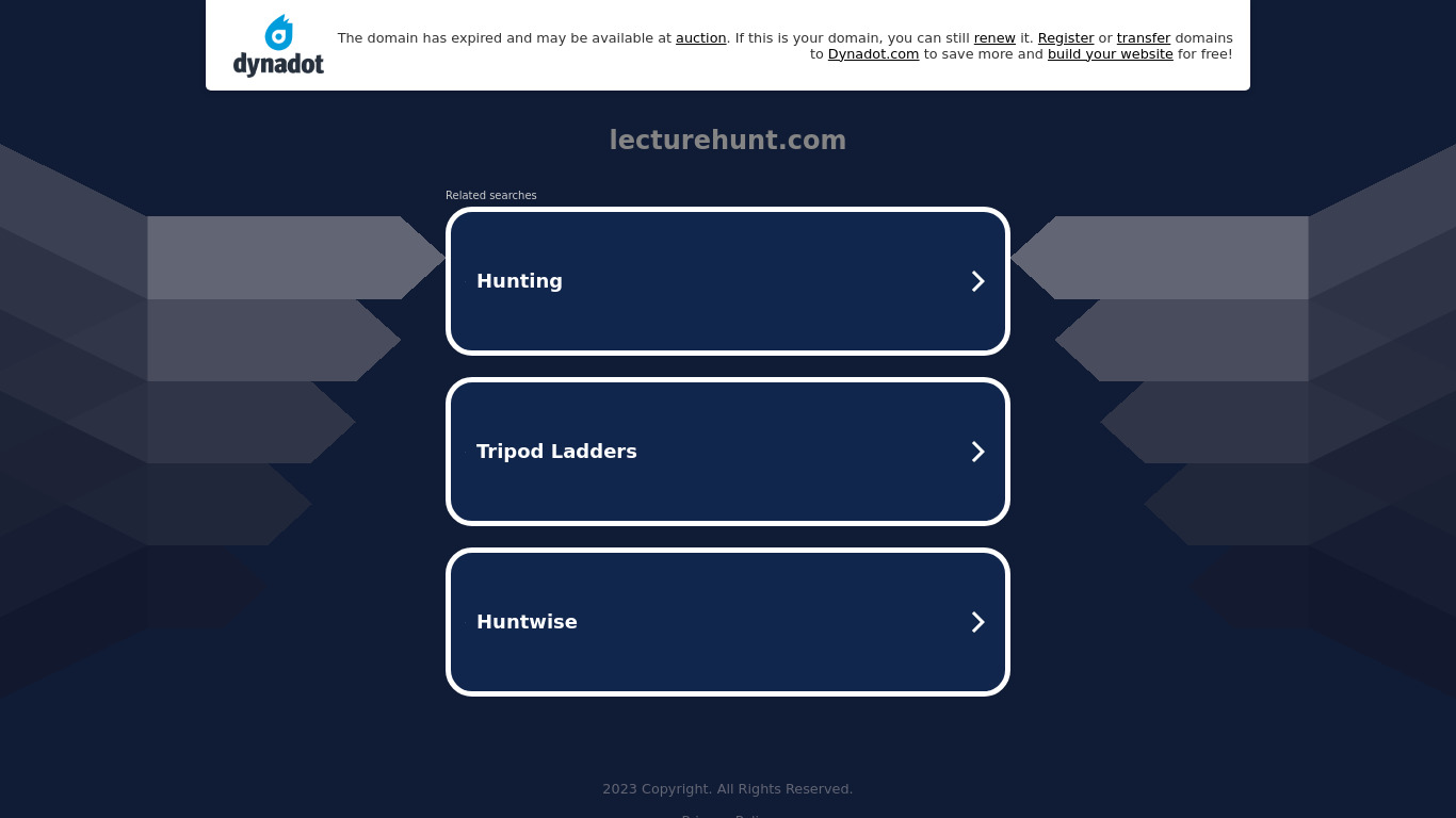 Lecture Hunt Landing page
