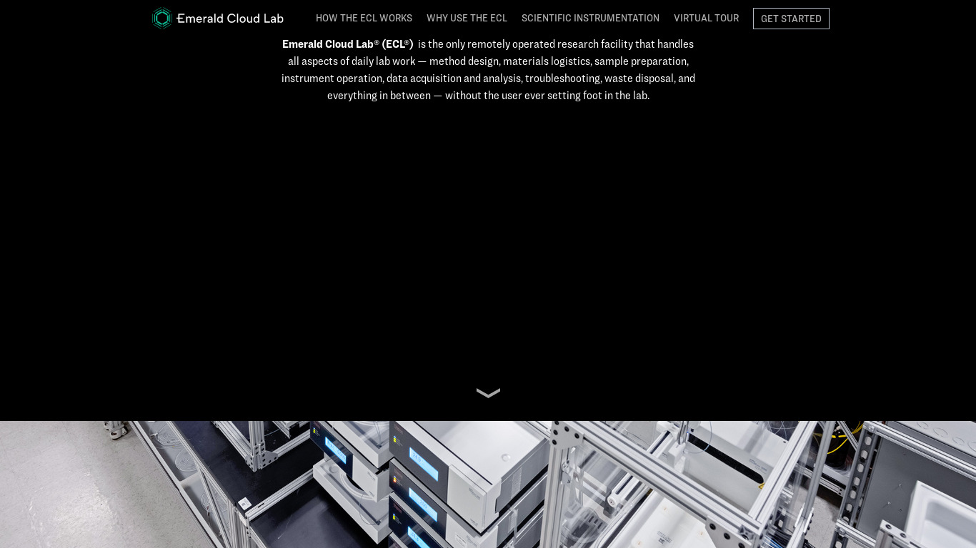 Emerald Cloud Laboratory Landing page