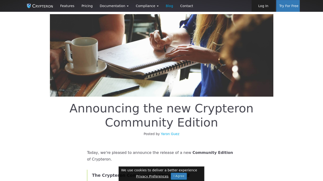 Crypteron Community Edition Landing page