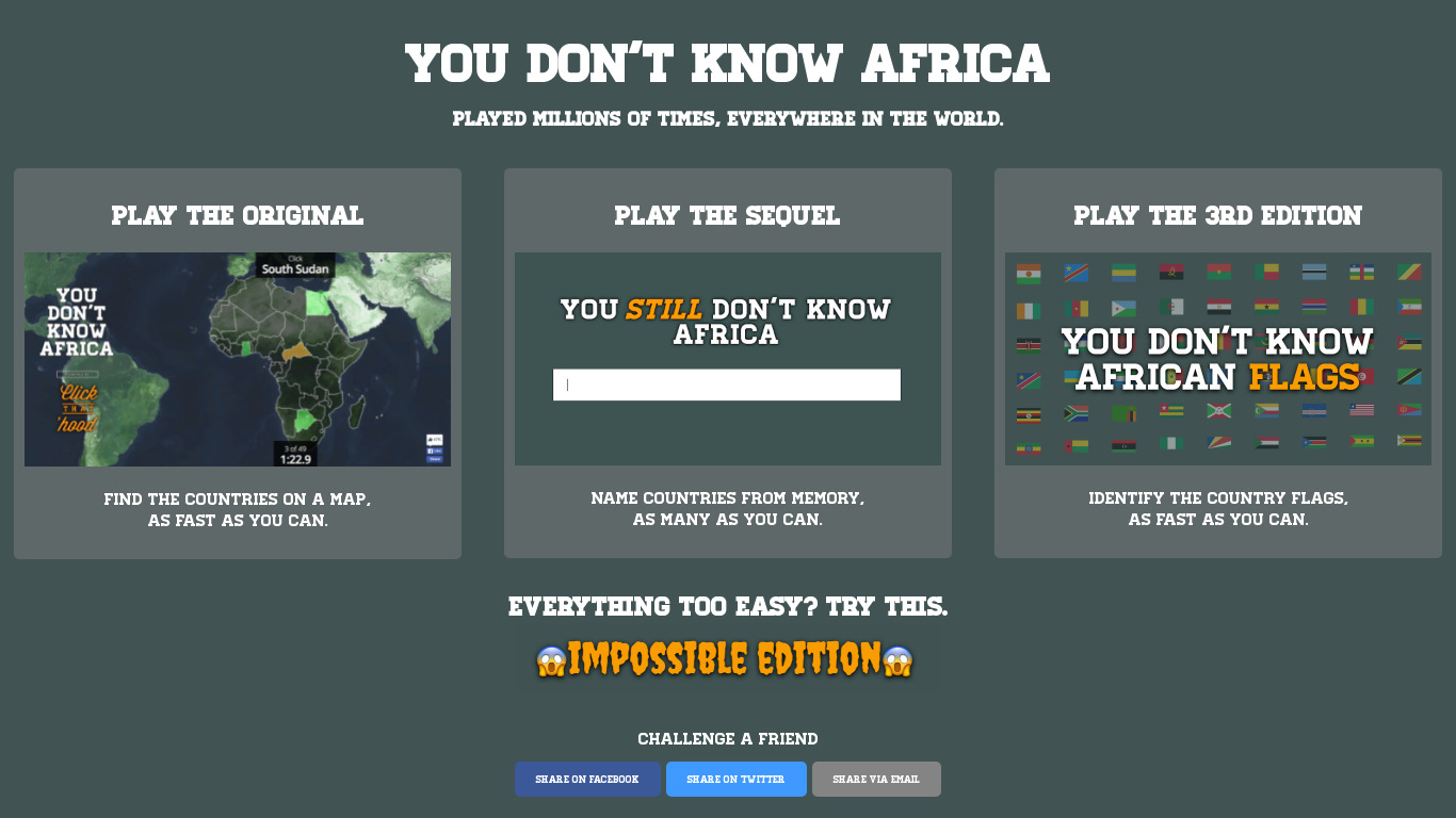 You Don't Know Africa Landing page
